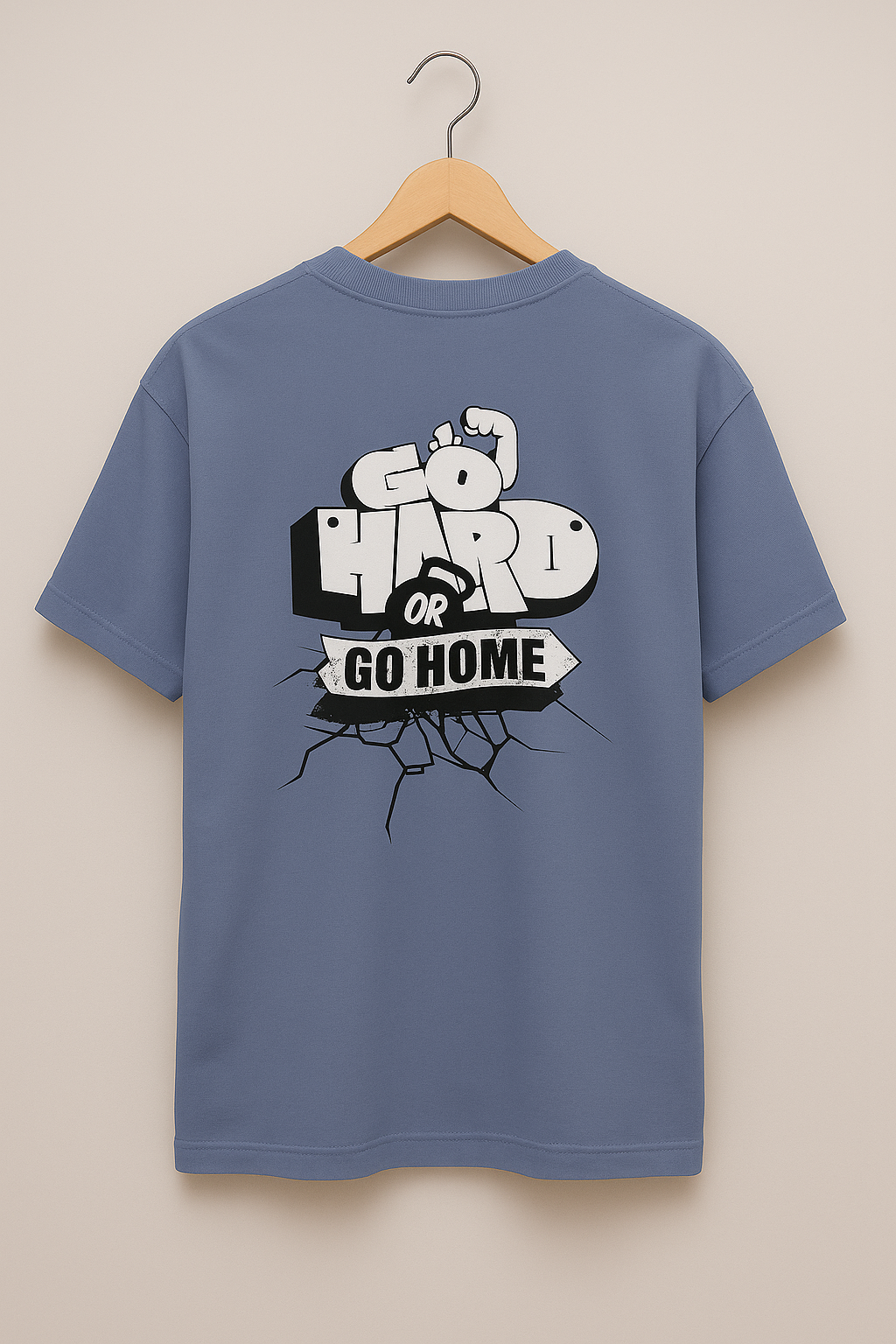 Go Hard or Go Home Blue Oversized T-Shirt