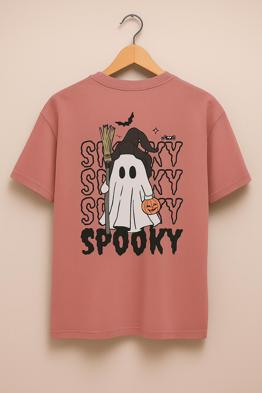 Spooky Ghost Dusty Rose Oversized T-Shirt