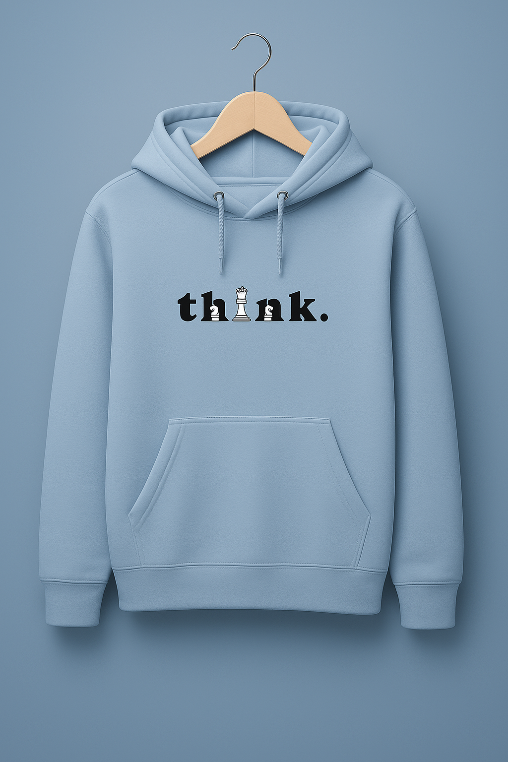 Think. – Minimal Chess Graphic Hoodie (Powder Blue)