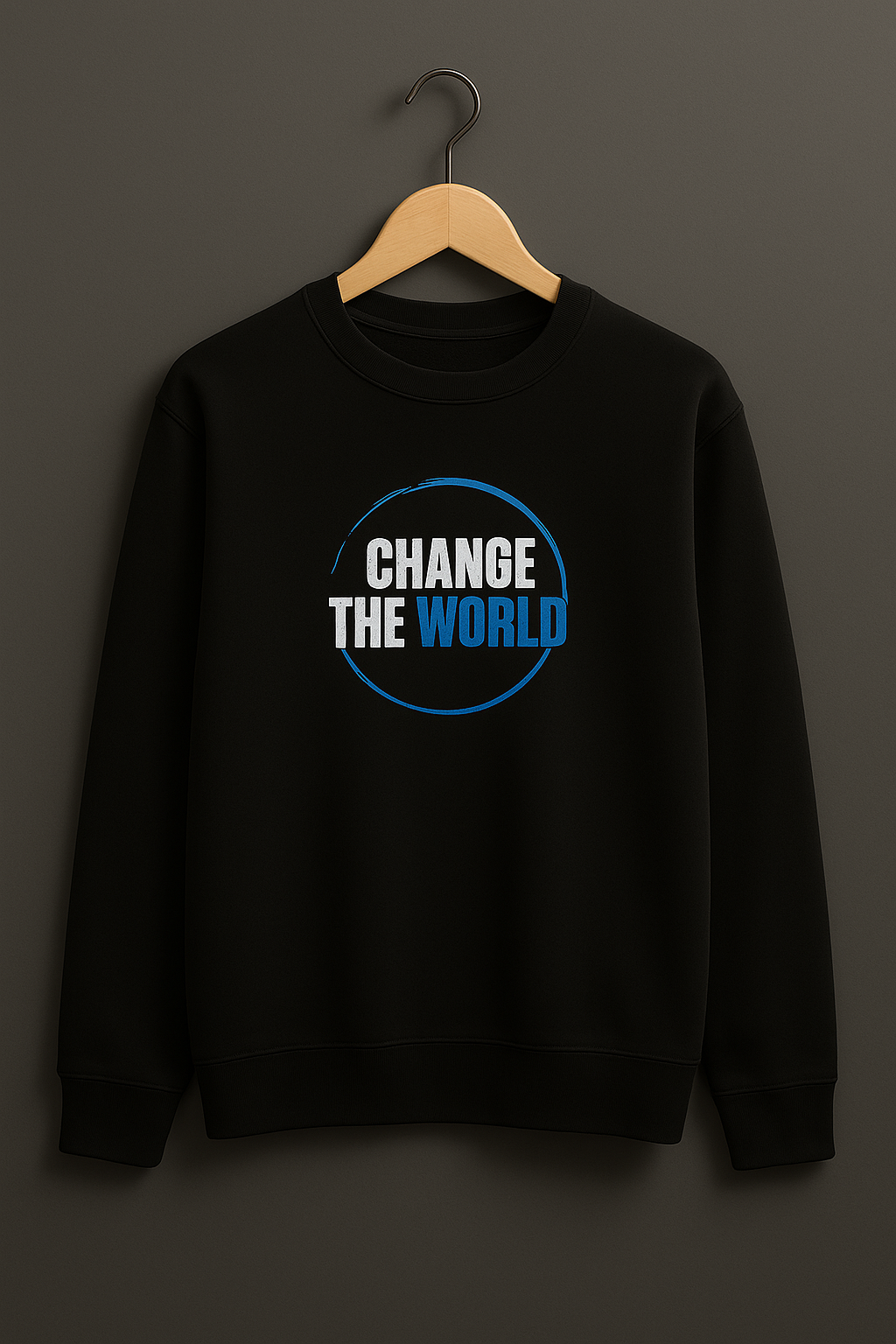 “Change The World” Minimal Graphic Sweatshirt – Black | Premium Streetwear