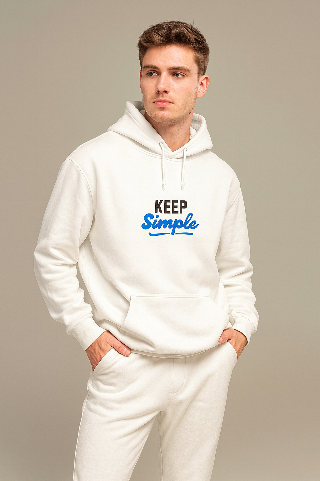 Keep Simple – Classic White Hoodie