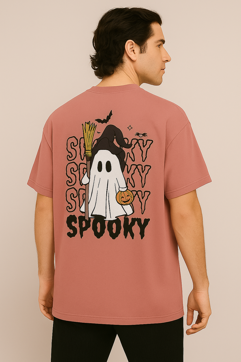 Spooky Ghost Dusty Rose Oversized T-Shirt
