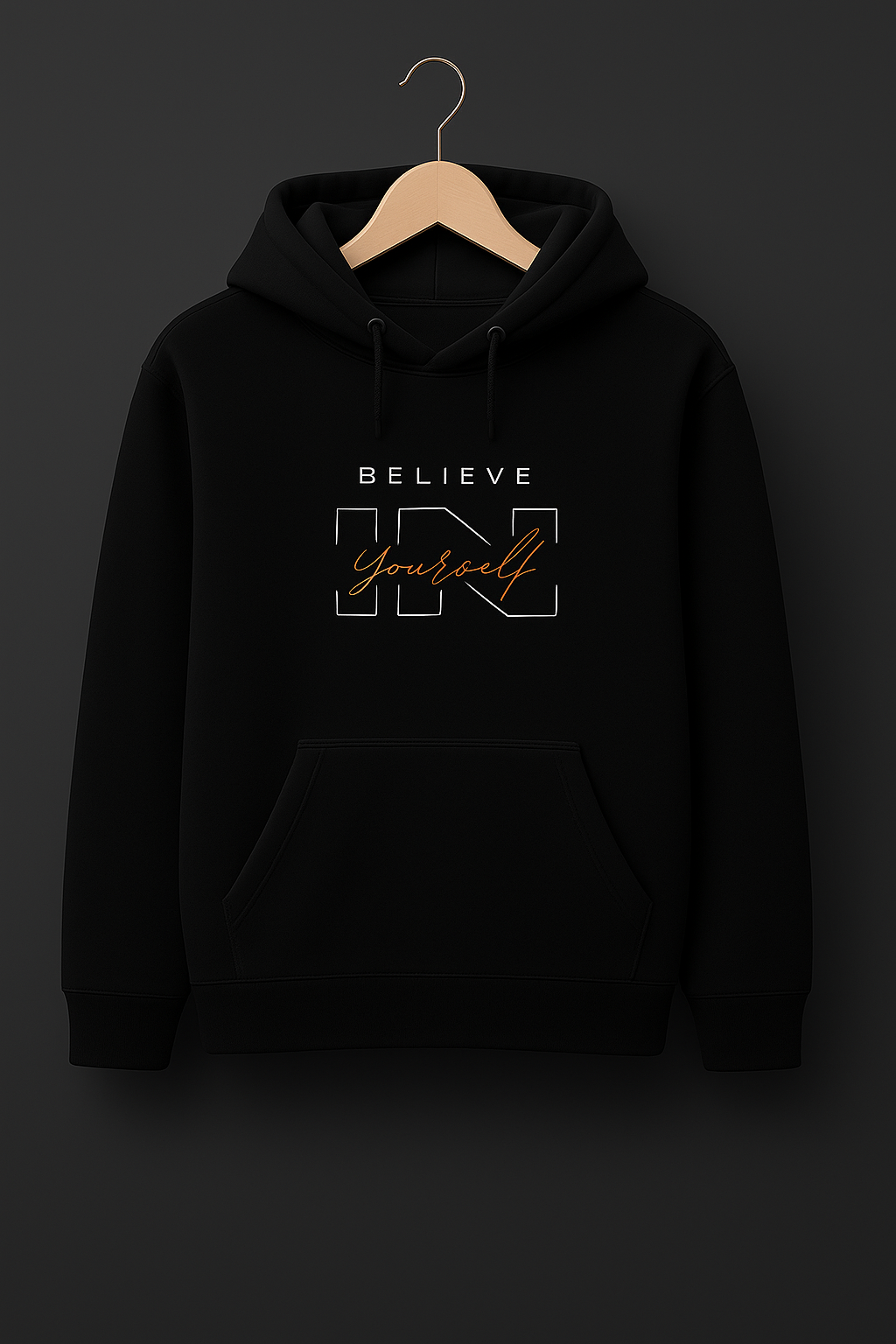 "Believe In Yourself" Minimal Motivational Black Hoodie