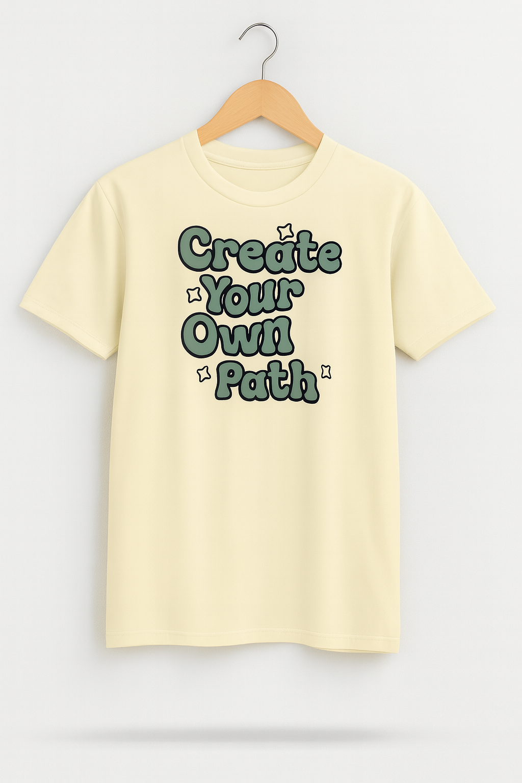 Create Your Own Path – Beige Motivational Graphic T-Shirt