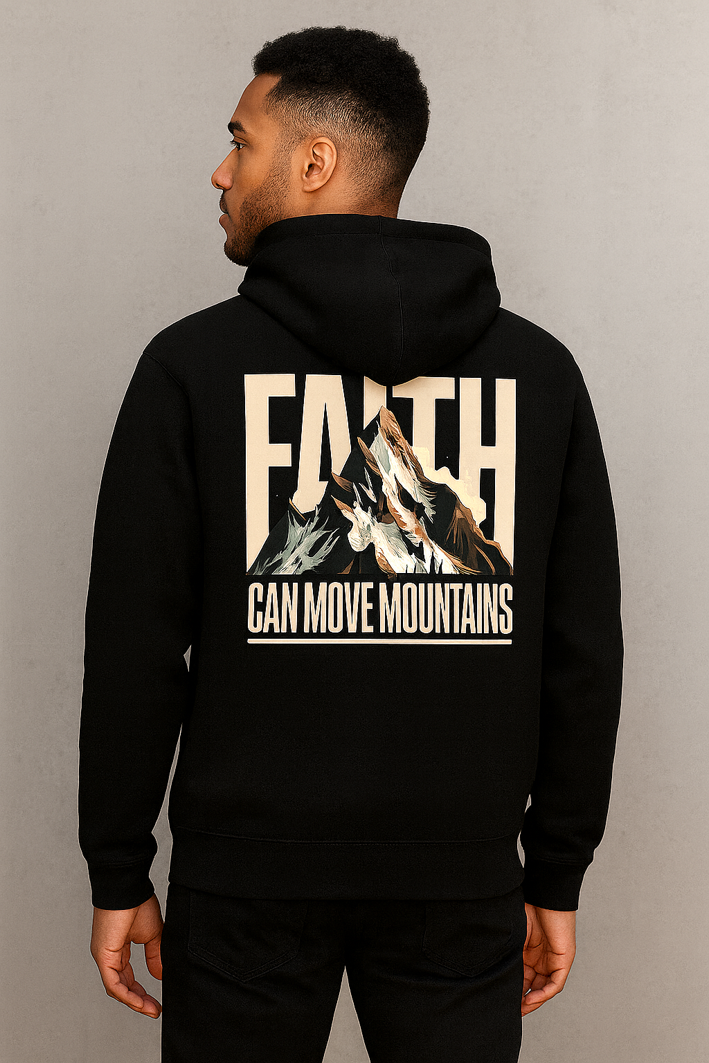 Faith Can Move Mountains Black Hoodie